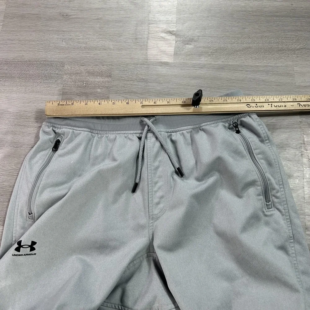 Under Armour Sweatpants Mens Large Gray Knit Jogger Zip Pockets Athletic 1366207